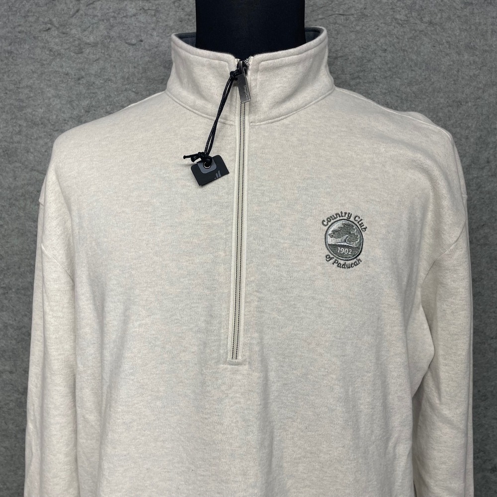 Straight Down Quarter Zip Pullover Mens XL Light Gray Country Club Paducah Golf